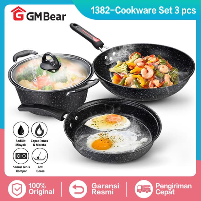 GiPP Set Peralatan Masak Keramik Anti Lengket Cookware Set 10pcs Bebas PFAS &amp; PTFE &amp; PFOA